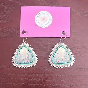 Handmade Beaded Floral Statement Earrings | Pastel Wildflower Triangle